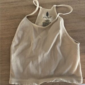 FP Movement by Free People Cream Ribbed Tank Top